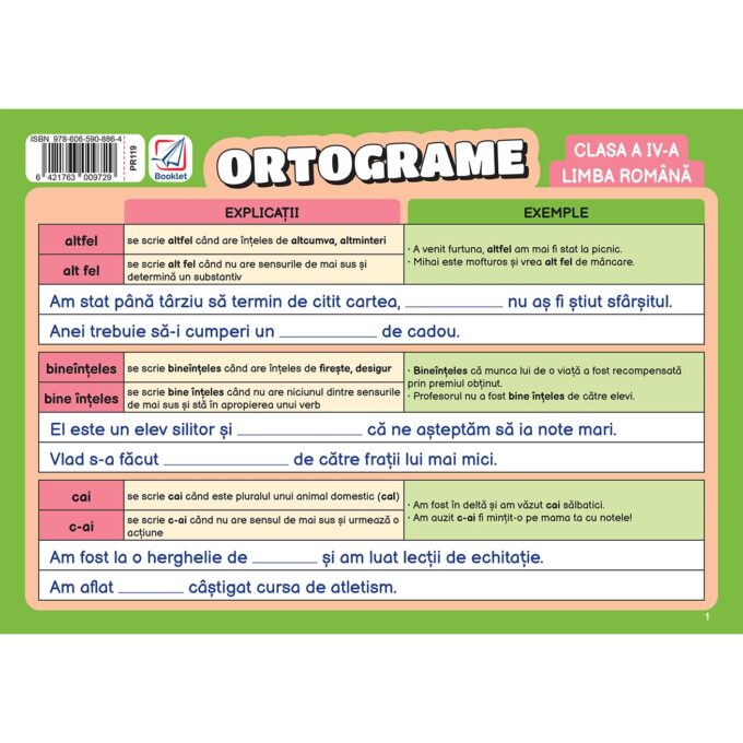 pr119 Pliant Ortograme - clasa a IV-a